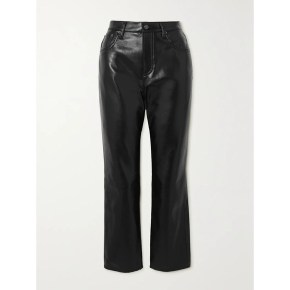 Citizens Of Humanity 'Jolene' Black Leather Recycled Leather-Blend Straight-Leg